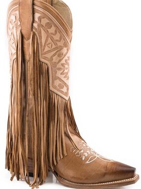 Stetson Brown and Gold Sloane Women's Fashion Snip Toe Boots